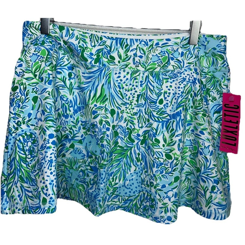 New Lilly Pulitzer Alia Skort UPF Hydra Blue Dandy Lions Skirt Short Luxletic
